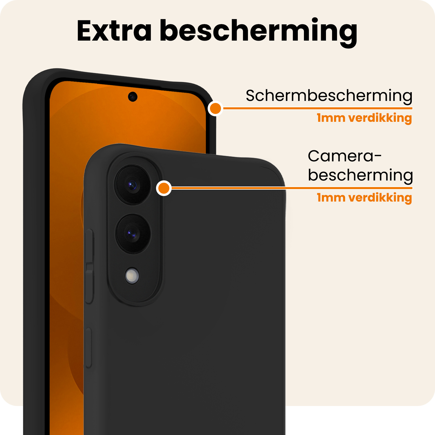 Nomfy Nomfy Samsung Galaxy S25 Edge Hoesje Siliconen Met 2x Screenprotector - Zwart