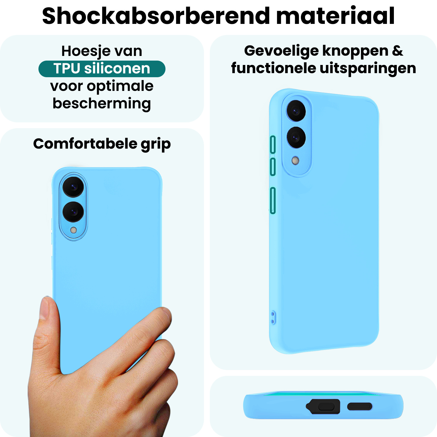 Forterra Forterra Samsung Galaxy S25 Edge Hoesje Siliconen - Lichtblauw - 2 PACK