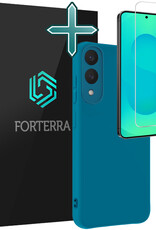 Forterra Forterra Samsung Galaxy S25 Edge Hoesje Siliconen Met Screenprotector - Donkerblauw