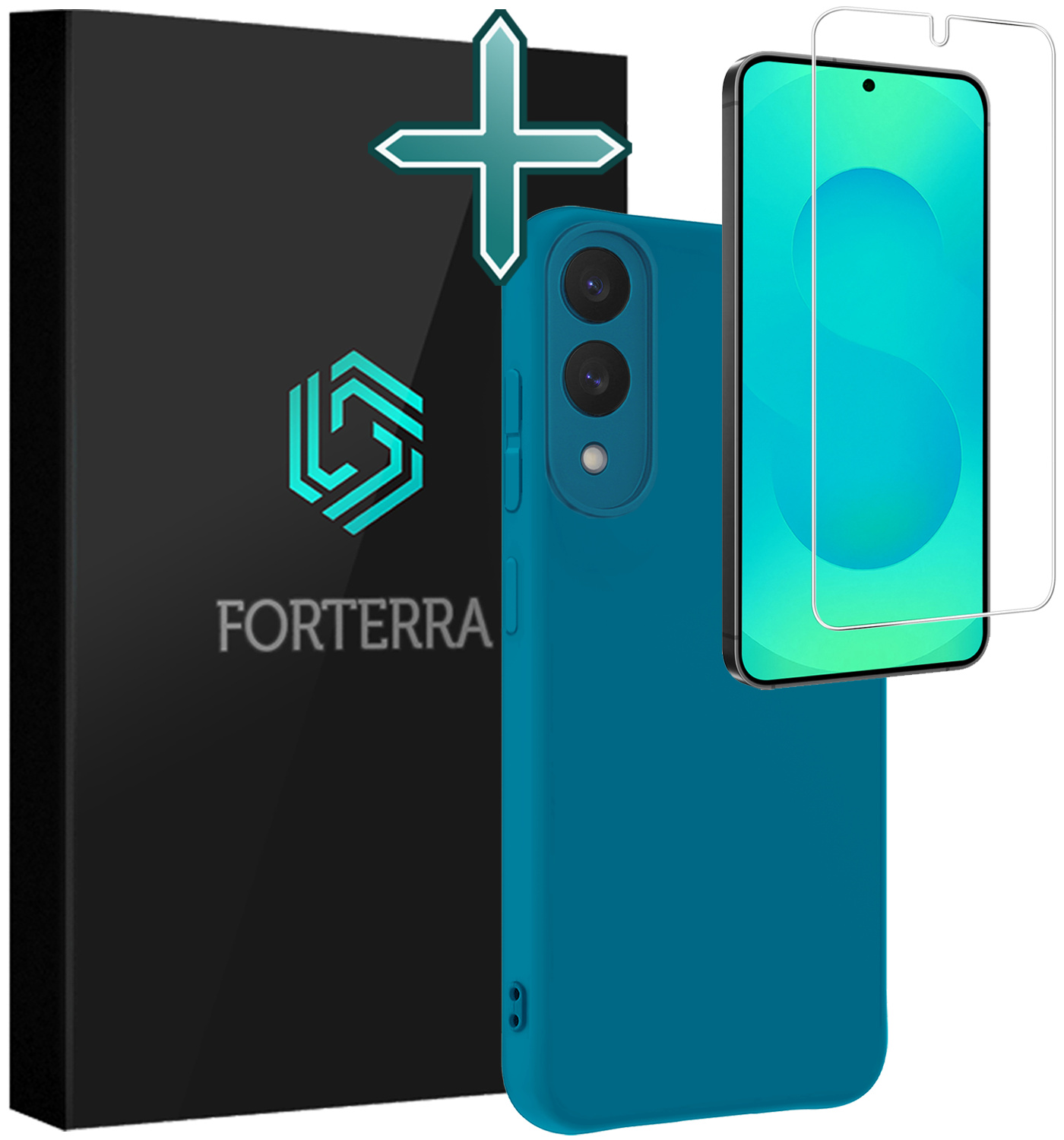 Forterra Forterra Samsung Galaxy S25 Edge Hoesje Siliconen Met Screenprotector - Donkerblauw