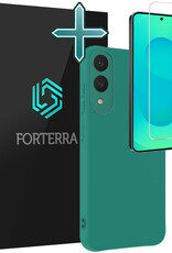 Forterra Forterra Samsung Galaxy S25 Edge Hoesje Siliconen Met Screenprotector - Donkergroen