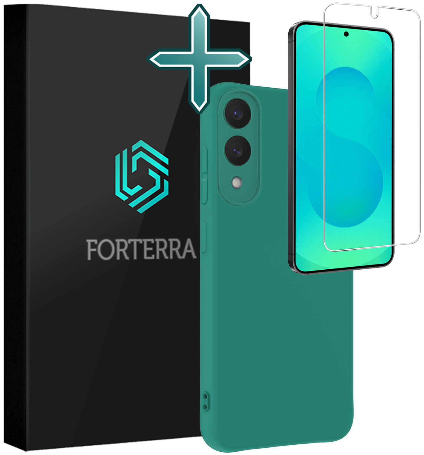 Forterra Forterra Samsung Galaxy S25 Edge Hoesje Siliconen Met Screenprotector - Donkergroen