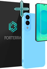 Forterra Forterra Samsung Galaxy S25 Edge Hoesje Siliconen Met Screenprotector - Lichtblauw
