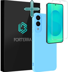 Forterra Forterra Samsung Galaxy S25 Edge Hoesje Siliconen Met Screenprotector - Lichtblauw