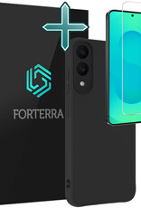 Forterra Forterra Samsung Galaxy S25 Edge Hoesje Siliconen Met Screenprotector - Zwart