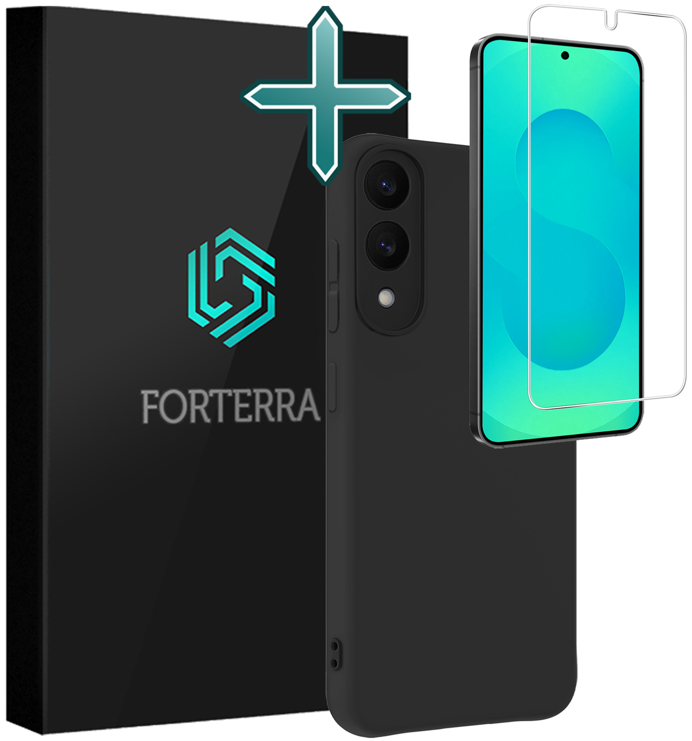 Forterra Forterra Samsung Galaxy S25 Edge Hoesje Siliconen Met Screenprotector - Zwart