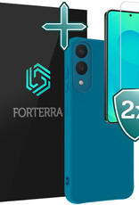 Forterra Forterra Samsung Galaxy S25 Edge Hoesje Siliconen Met 2x Screenprotector - Donkerblauw