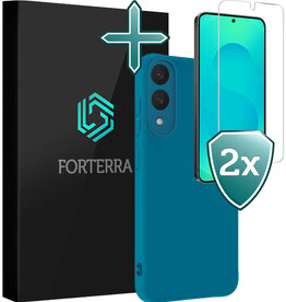 Forterra Forterra Samsung Galaxy S25 Edge Hoesje Siliconen Met 2x Screenprotector - Donkerblauw