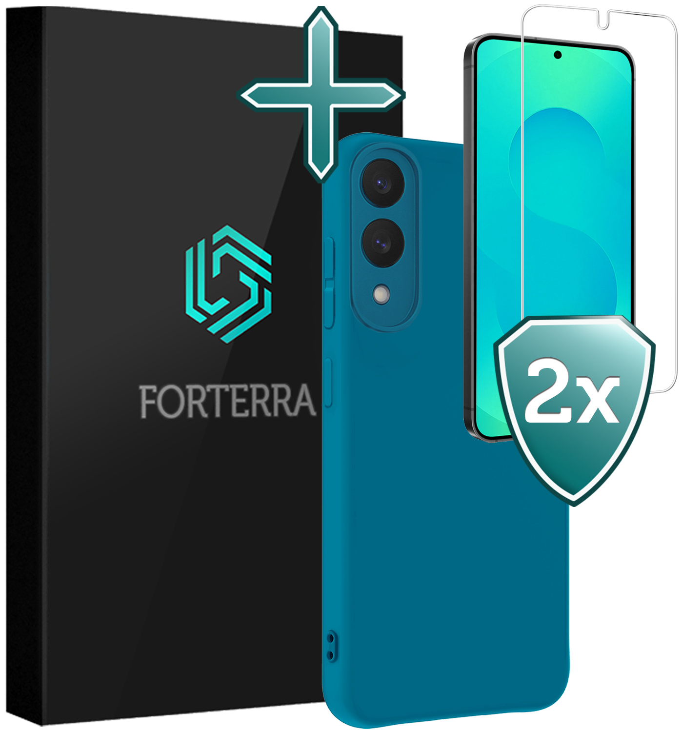 Forterra Forterra Samsung Galaxy S25 Edge Hoesje Siliconen Met 2x Screenprotector - Donkerblauw