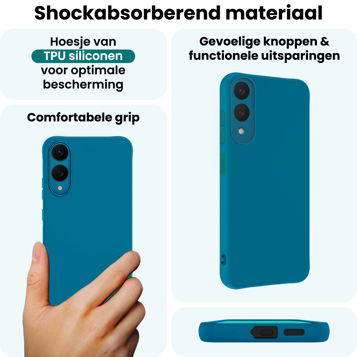 Forterra Forterra Samsung Galaxy S25 Edge Hoesje Siliconen Met 2x Screenprotector - Donkerblauw
