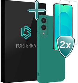 Forterra Forterra Samsung Galaxy S25 Edge Hoesje Siliconen Met 2x Screenprotector - Donkergroen