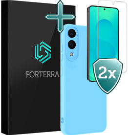 Forterra Forterra Samsung Galaxy S25 Edge Hoesje Siliconen Met 2x Screenprotector - Lichtblauw