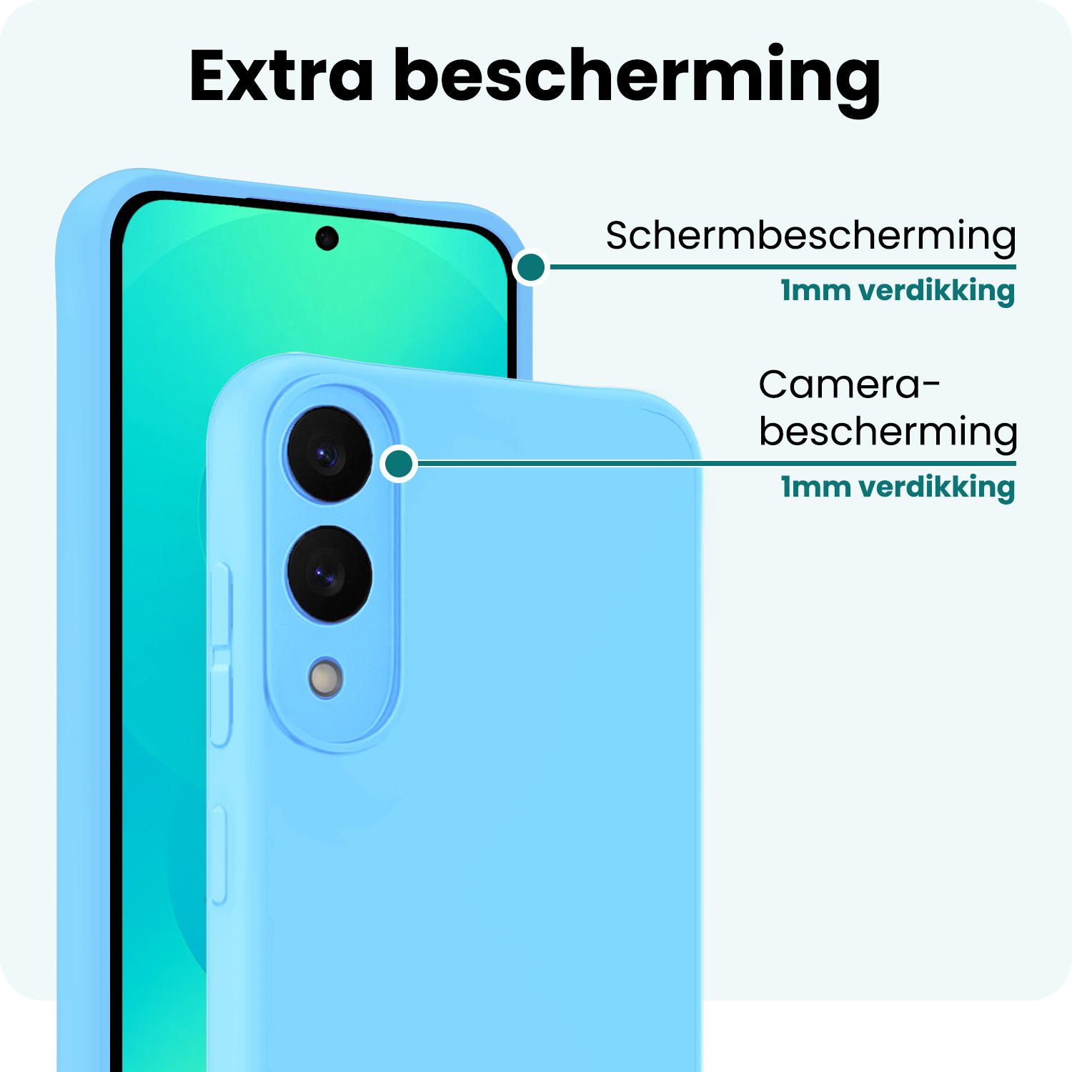 Forterra Forterra Samsung Galaxy S25 Edge Hoesje Siliconen Met 2x Screenprotector - Lichtblauw