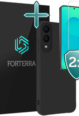 Forterra Forterra Samsung Galaxy S25 Edge Hoesje Siliconen Met 2x Screenprotector - Zwart