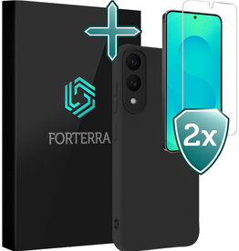 Forterra Forterra Samsung Galaxy S25 Edge Hoesje Siliconen Met 2x Screenprotector - Zwart