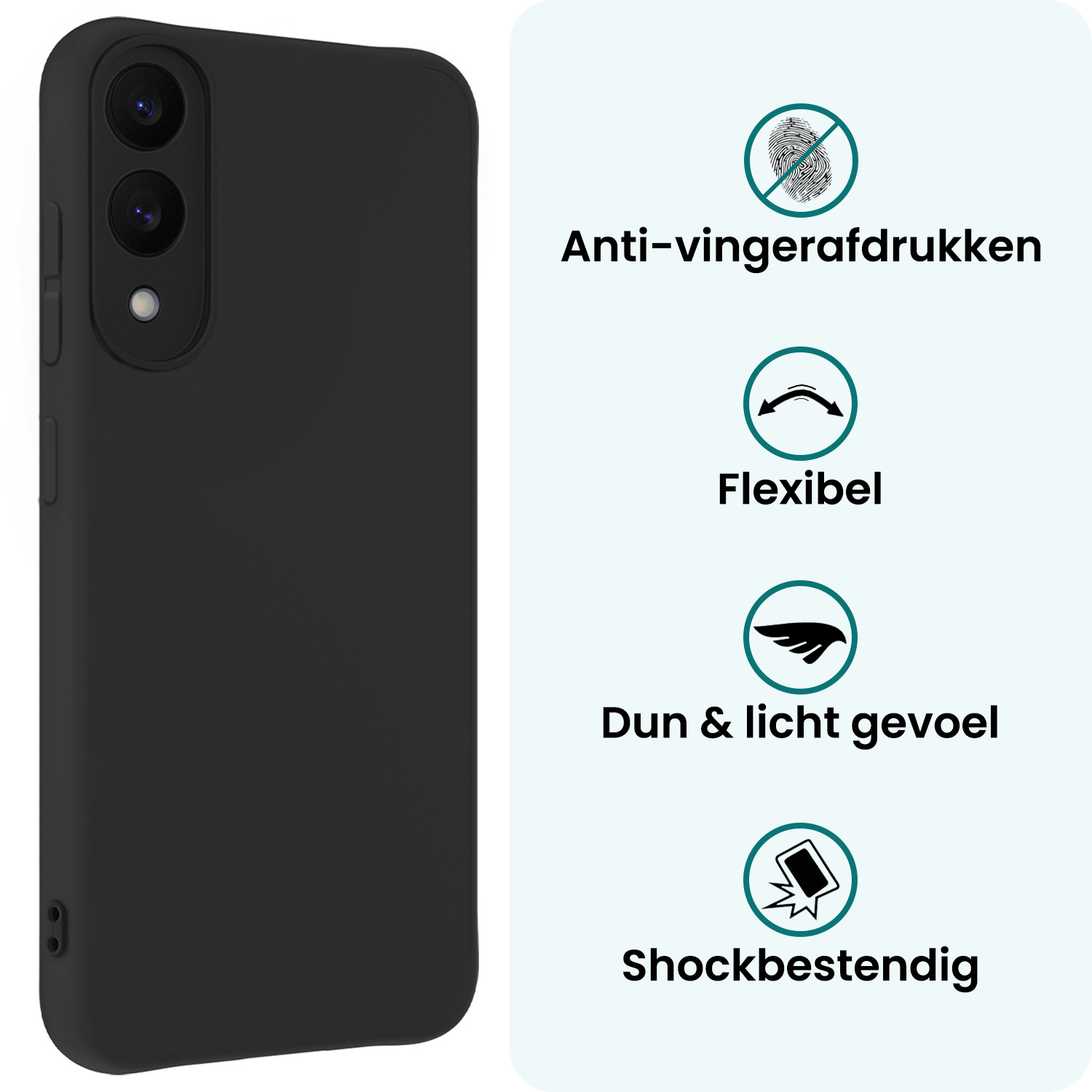 Forterra Forterra Samsung Galaxy S25 Edge Hoesje Siliconen Met 2x Screenprotector - Zwart