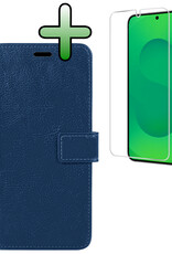 BASEY. BASEY. Samsung Galaxy S25 Edge Hoesje Bookcase Met Screenprotector - Donkerblauw