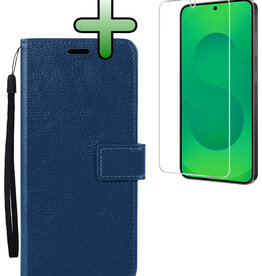 BASEY. BASEY. Samsung Galaxy S25 Edge Hoesje Bookcase Met Screenprotector - Donkerblauw