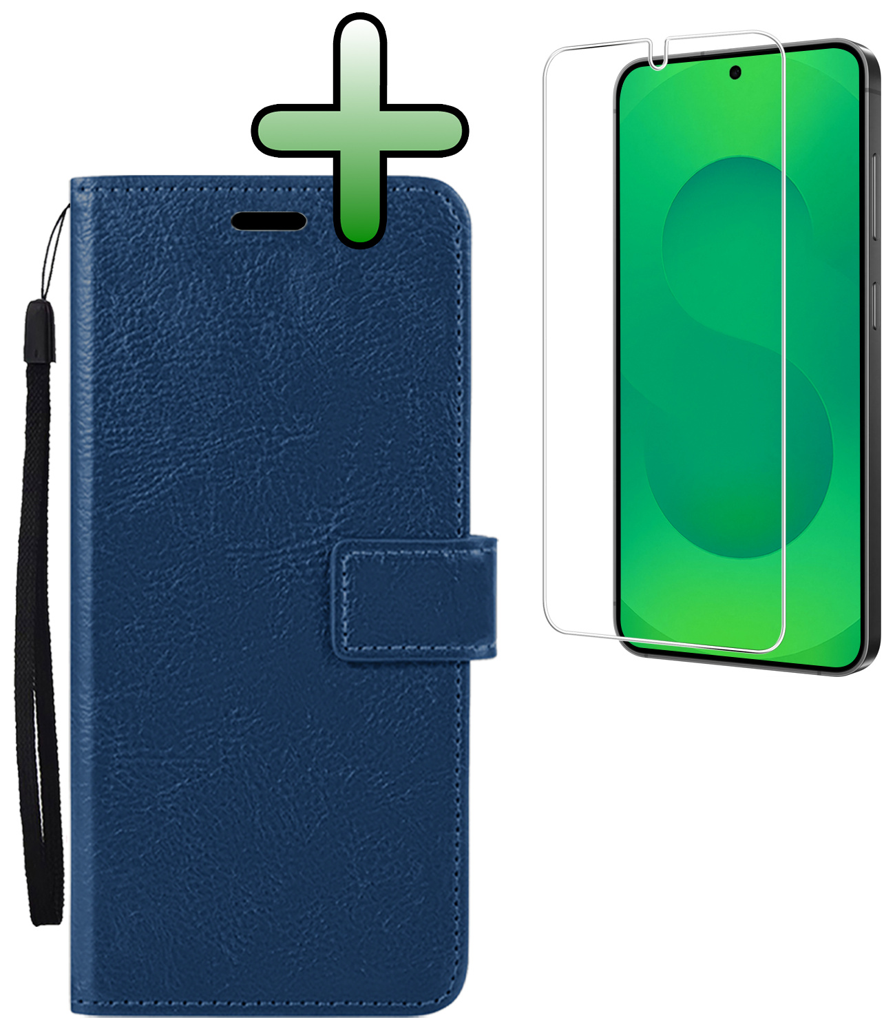 BASEY. BASEY. Samsung Galaxy S25 Edge Hoesje Bookcase Met Screenprotector - Donkerblauw