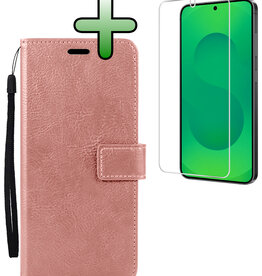 BASEY. BASEY. Samsung Galaxy S25 Edge Hoesje Bookcase Met Screenprotector - Rose Goud