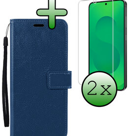 BASEY. BASEY. Samsung Galaxy S25 Edge Hoesje Bookcase Met 2x Screenprotector - Donkerblauw