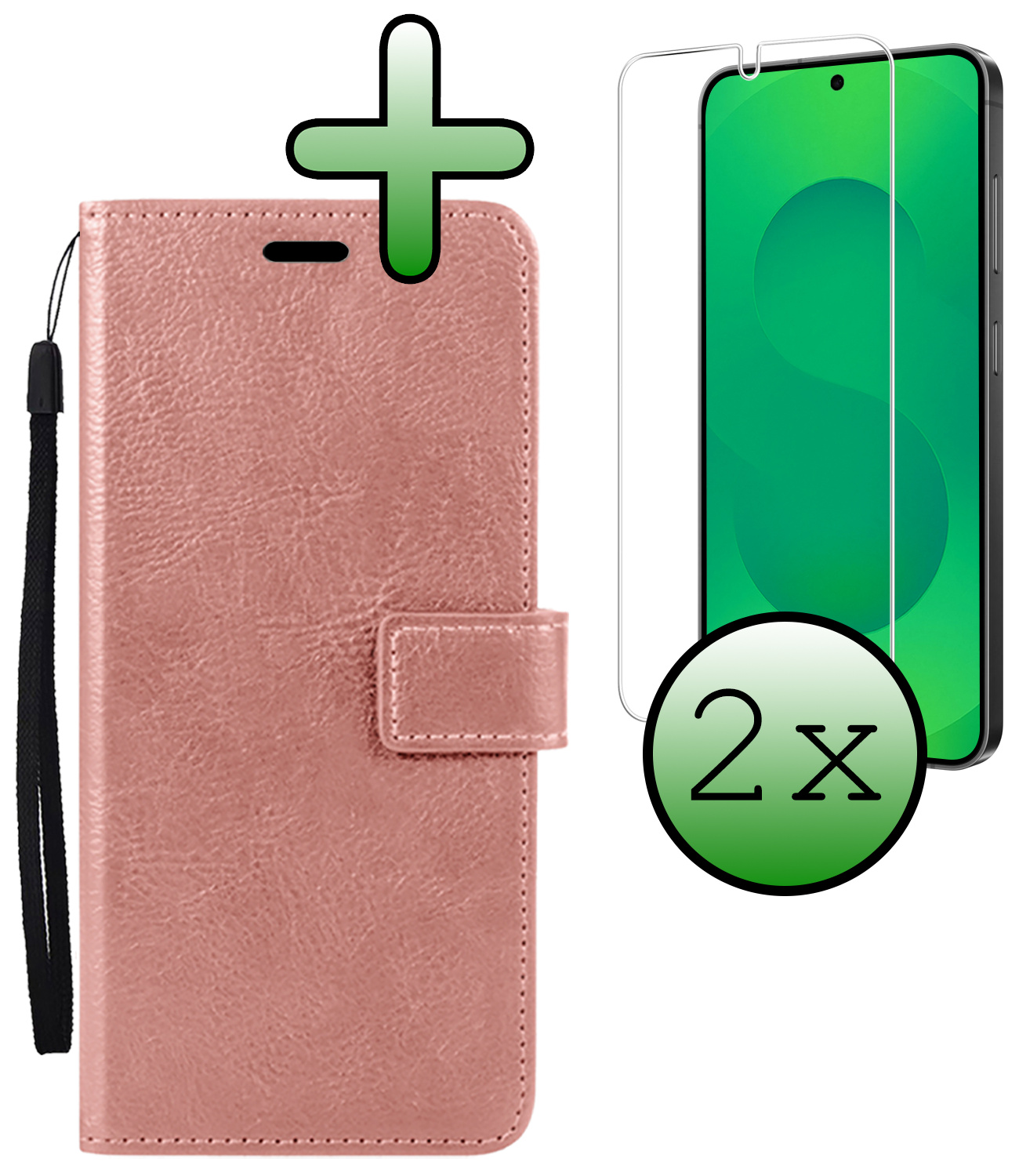 BASEY. BASEY. Samsung Galaxy S25 Edge Hoesje Bookcase Met 2x Screenprotector - Rose Goud