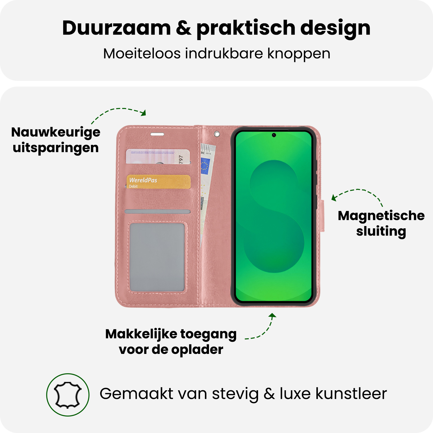 BASEY. BASEY. Samsung Galaxy S25 Edge Hoesje Bookcase Met 2x Screenprotector - Rose Goud