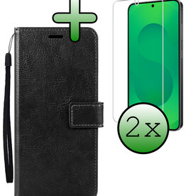 BASEY. BASEY. Samsung Galaxy S25 Edge Hoesje Bookcase Met 2x Screenprotector - Zwart