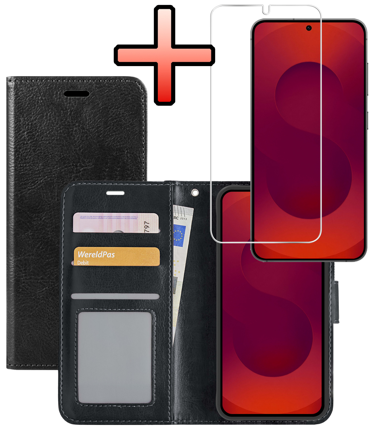 NoXx NoXx Samsung Galaxy S25 Edge Hoesje Bookcase Met Screenprotector - Zwart