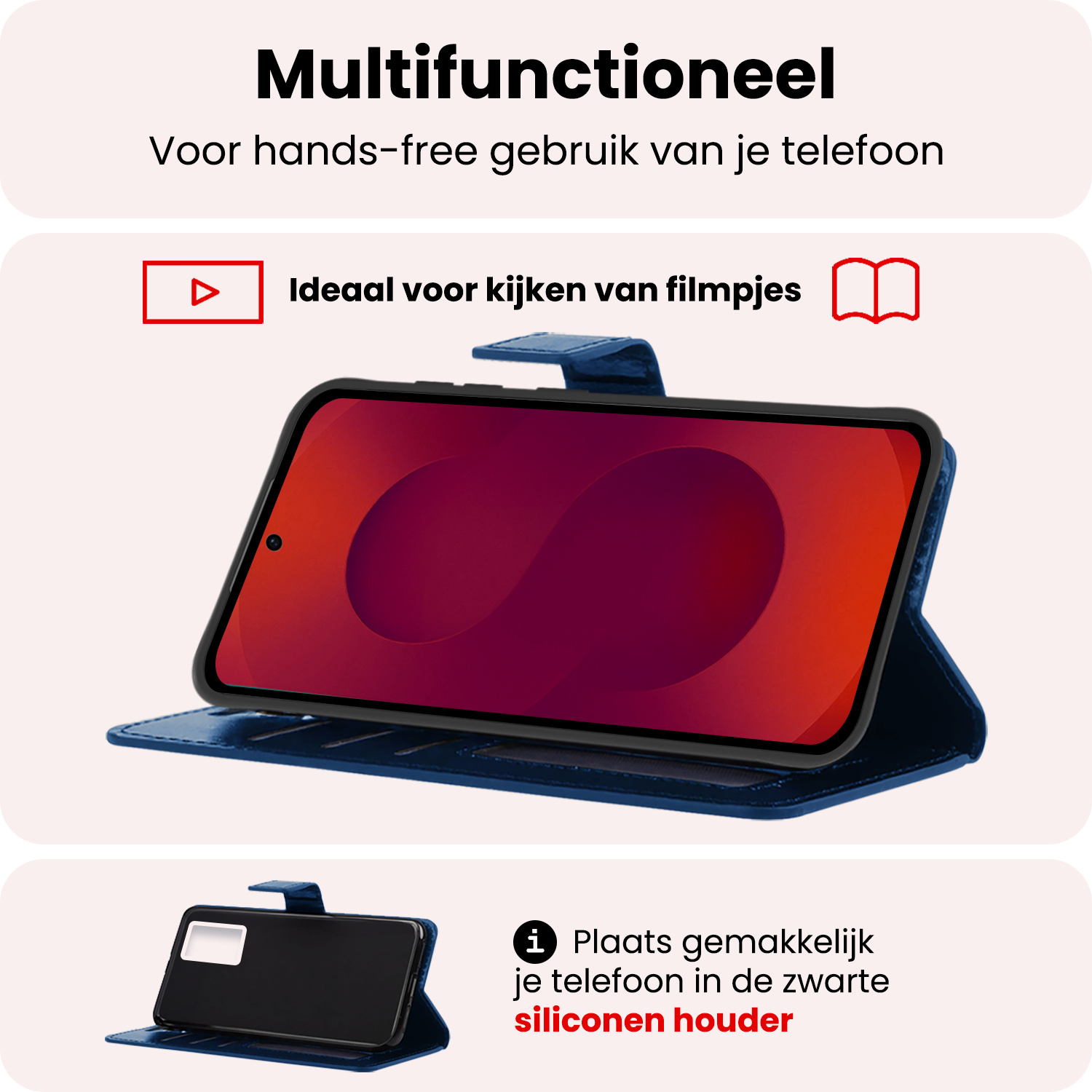 NoXx NoXx Samsung Galaxy S25 Edge Hoesje Bookcase Met 2x Screenprotector - Donkerblauw