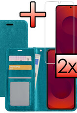 NoXx NoXx Samsung Galaxy S25 Edge Hoesje Bookcase Met 2x Screenprotector - Turquoise