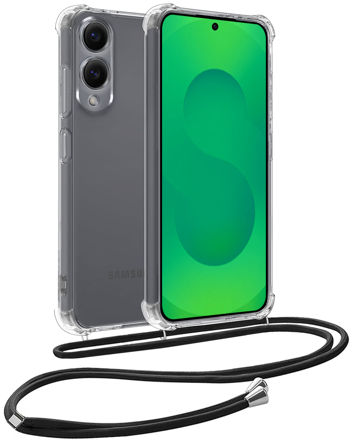 BASEY. BASEY. Samsung Galaxy S25 Edge Hoesje Transparant Shockproof Met Zwart Koord