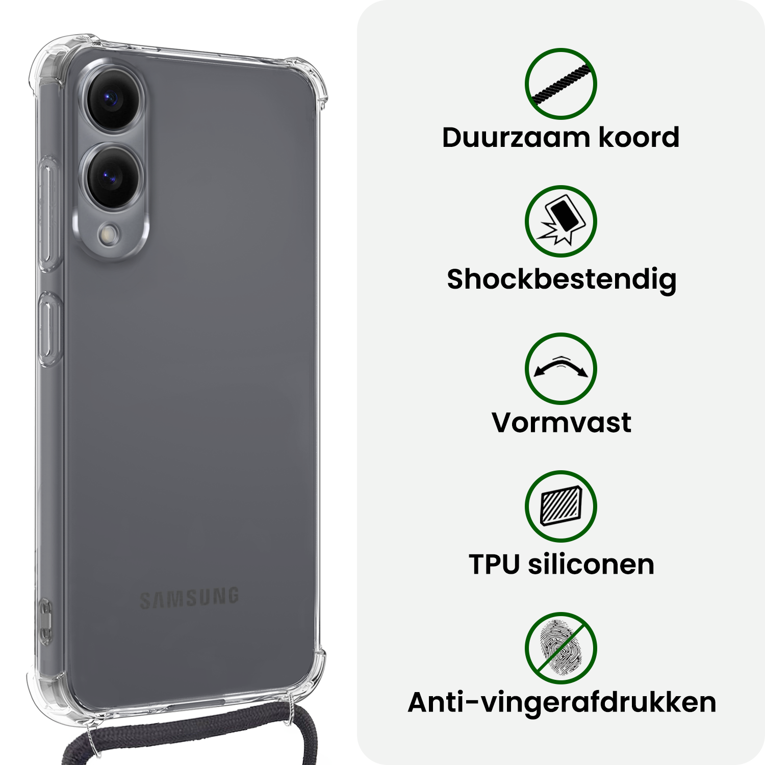 BASEY. BASEY. Samsung Galaxy S25 Edge Hoesje Transparant Shockproof Met Zwart Koord
