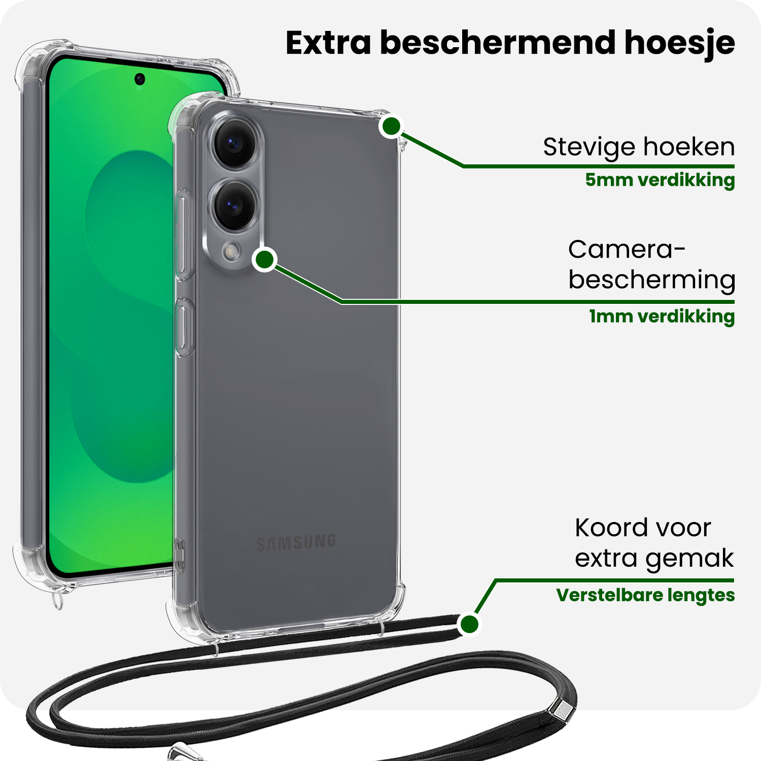 BASEY. BASEY. Samsung Galaxy S25 Edge Hoesje Transparant Shockproof Met Zwart Koord