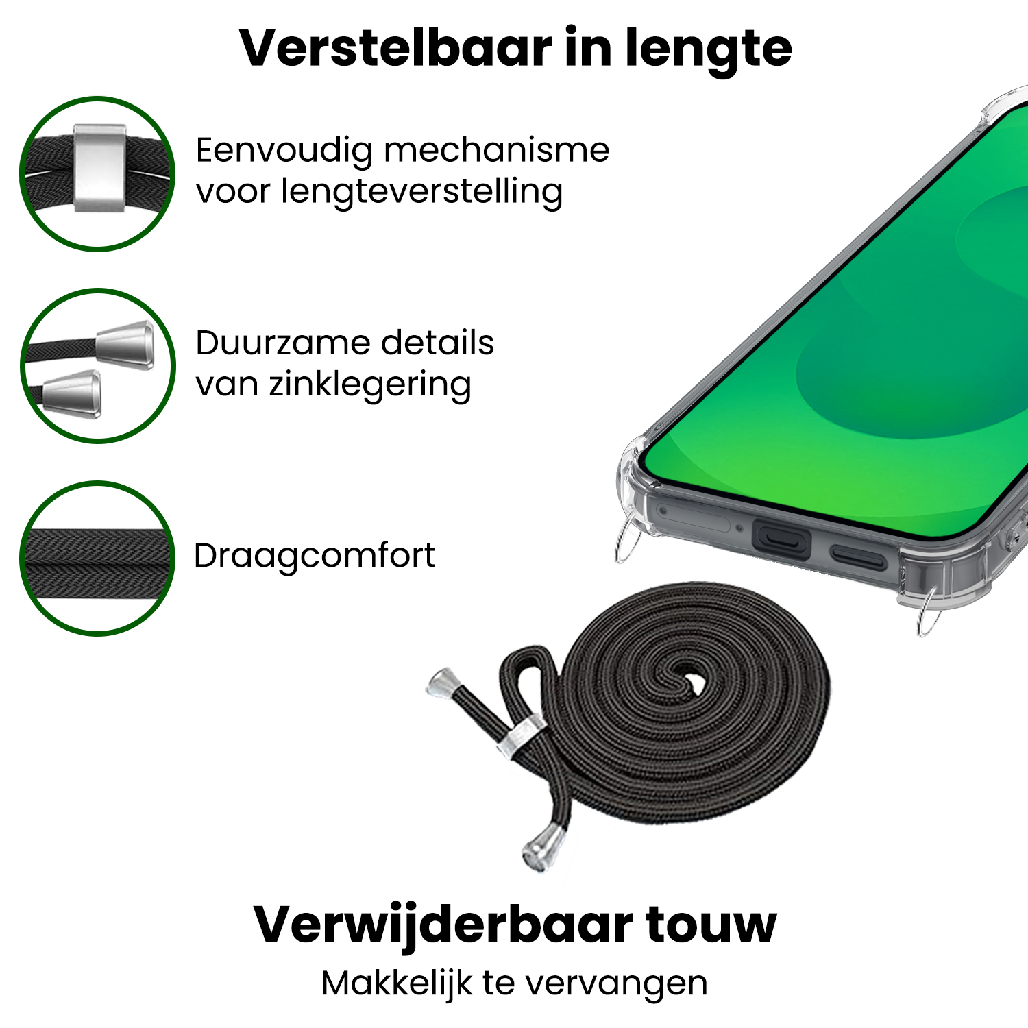 BASEY. BASEY. Samsung Galaxy S25 Edge Hoesje Transparant Shockproof Met Zwart Koord
