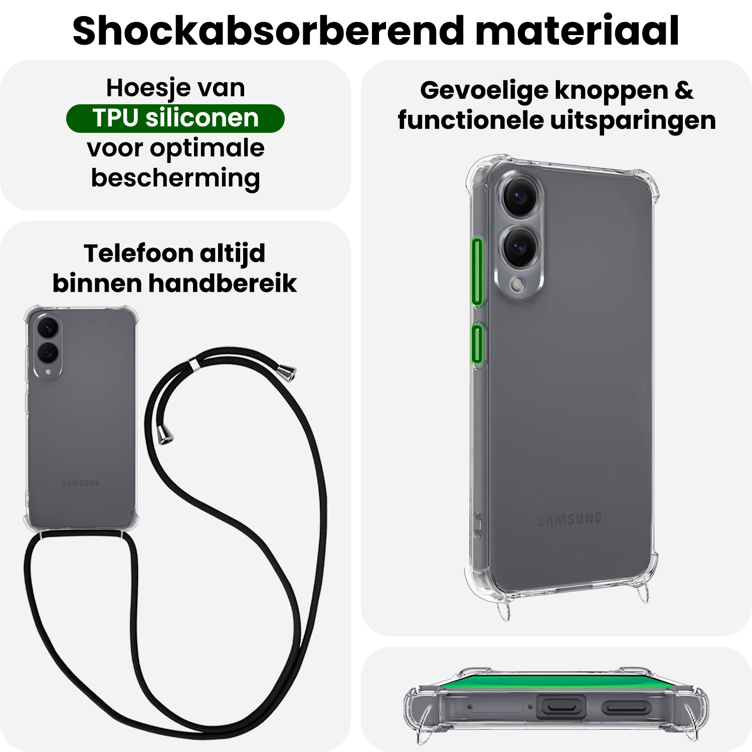 BASEY. BASEY. Samsung Galaxy S25 Edge Hoesje Transparant Shockproof Met Zwart Koord