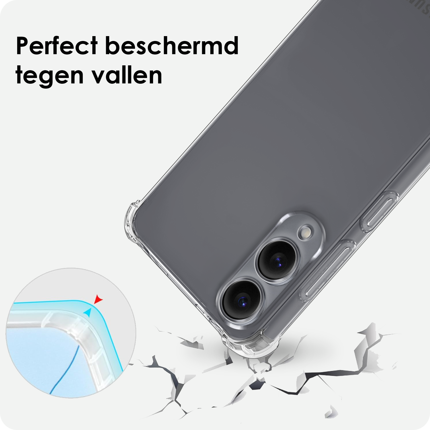 BASEY. BASEY. Samsung Galaxy S25 Edge Hoesje Transparant Shockproof Met Zwart Koord
