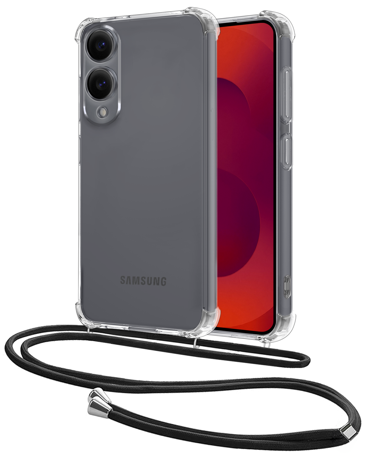 NoXx NoXx Samsung Galaxy S25 Edge Hoesje Transparant Shockproof Met Zwart Koord