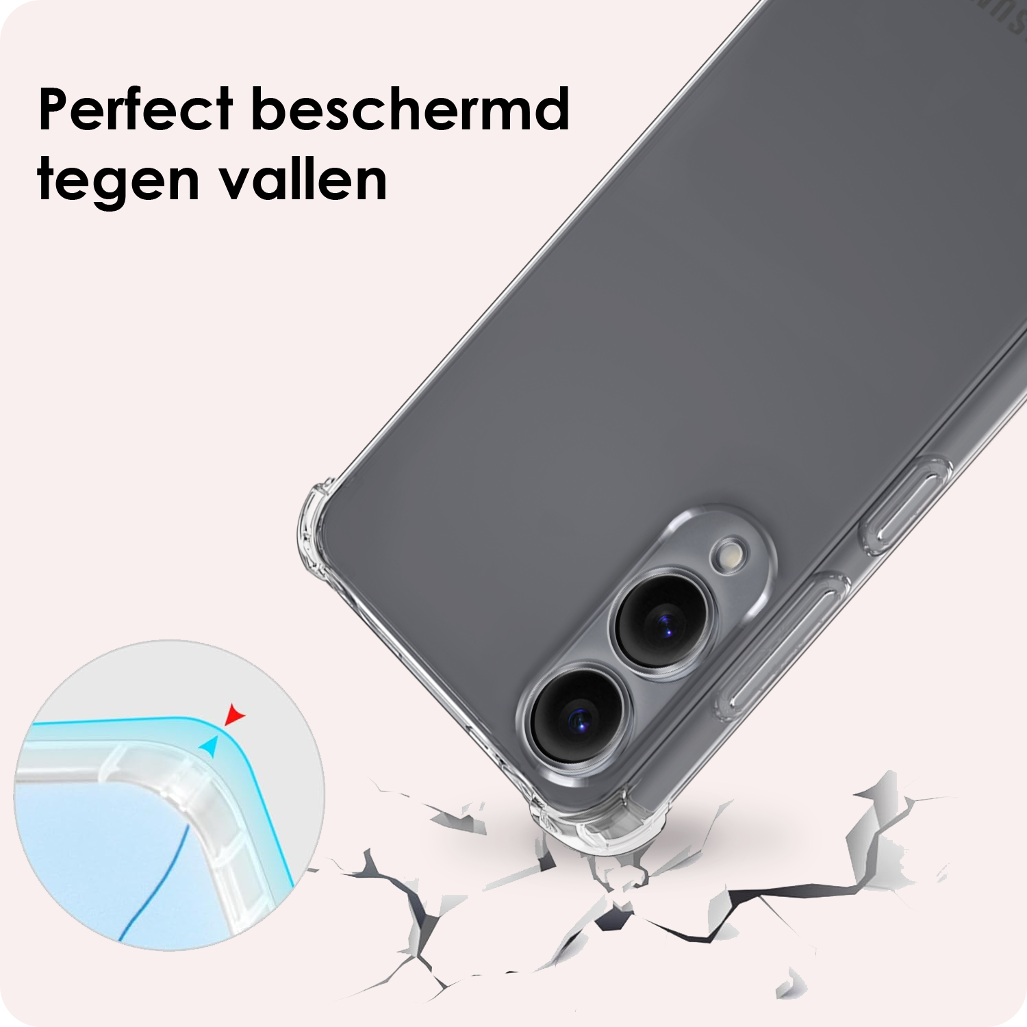 NoXx NoXx Samsung Galaxy S25 Edge Hoesje Transparant Shockproof Met Zwart Koord