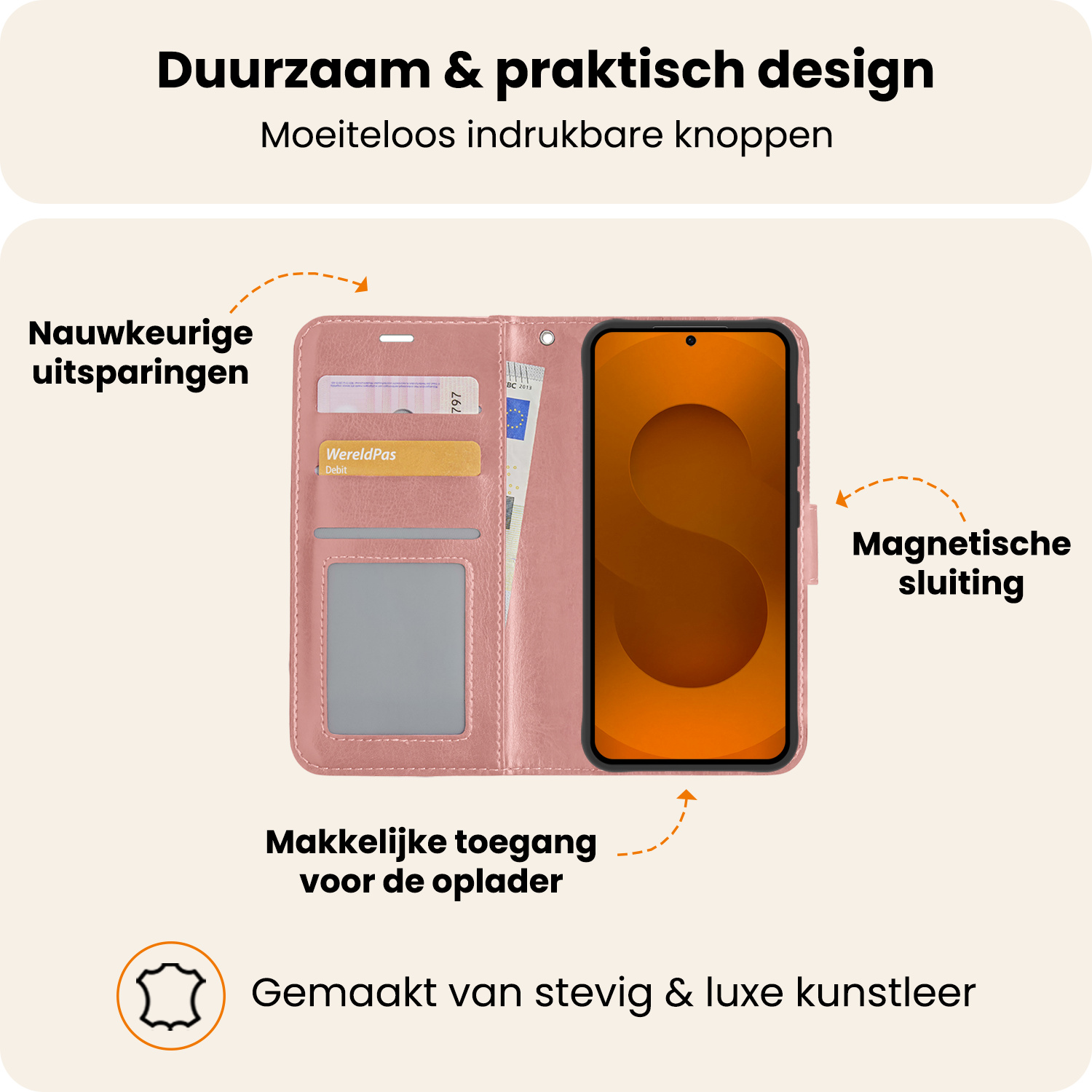 Nomfy Nomfy Samsung Galaxy S25 Edge Hoesje Bookcase - Rose Goud