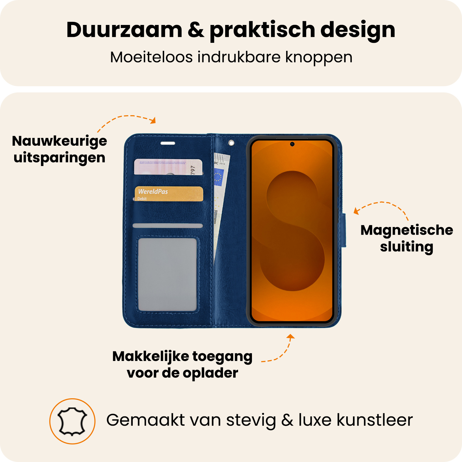 Nomfy Nomfy Samsung Galaxy S25 Edge Hoesje Bookcase Met Screenprotector - Donkerblauw