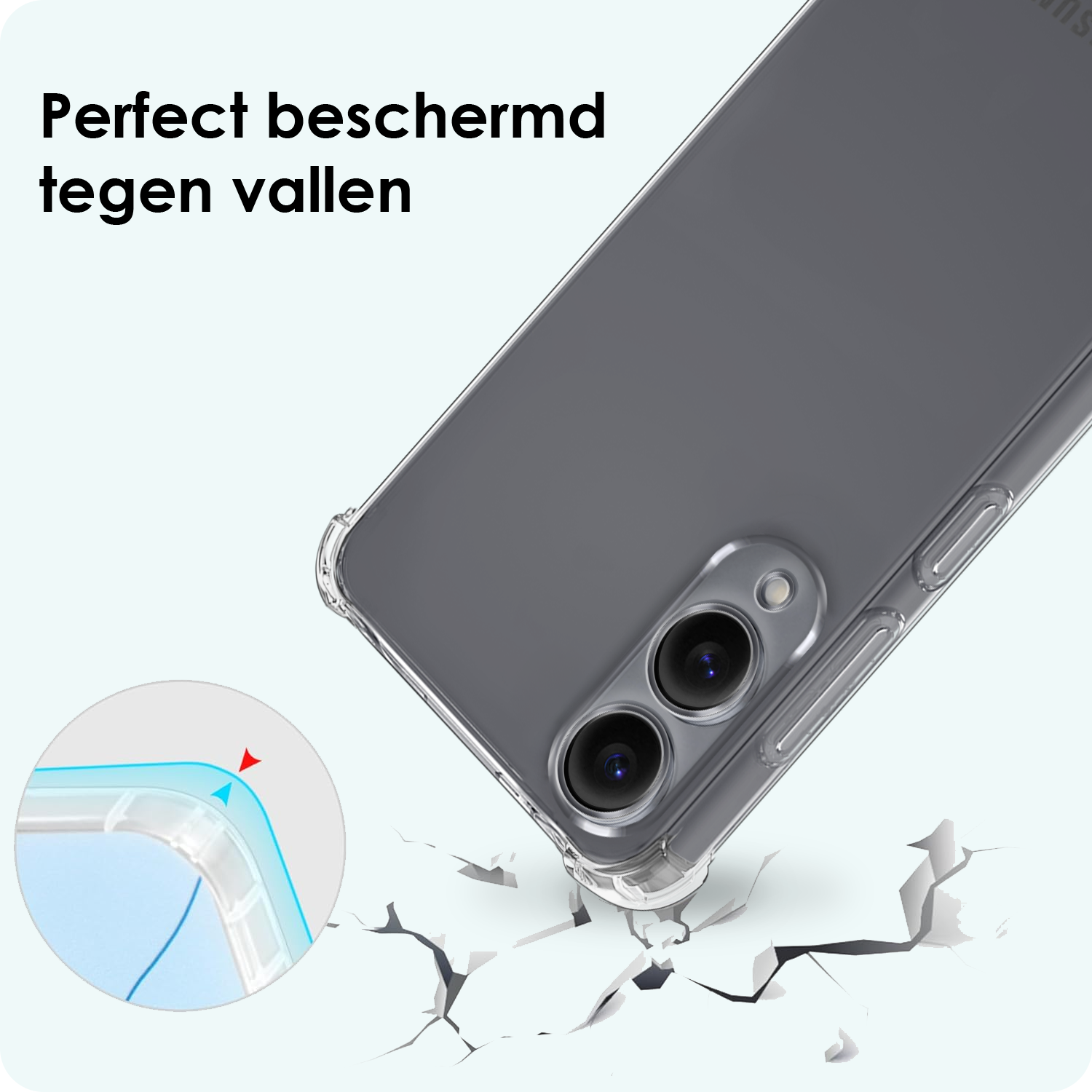 Forterra Forterra Samsung Galaxy S25 Edge Hoesje Transparant Shockproof Met Zwart Koord