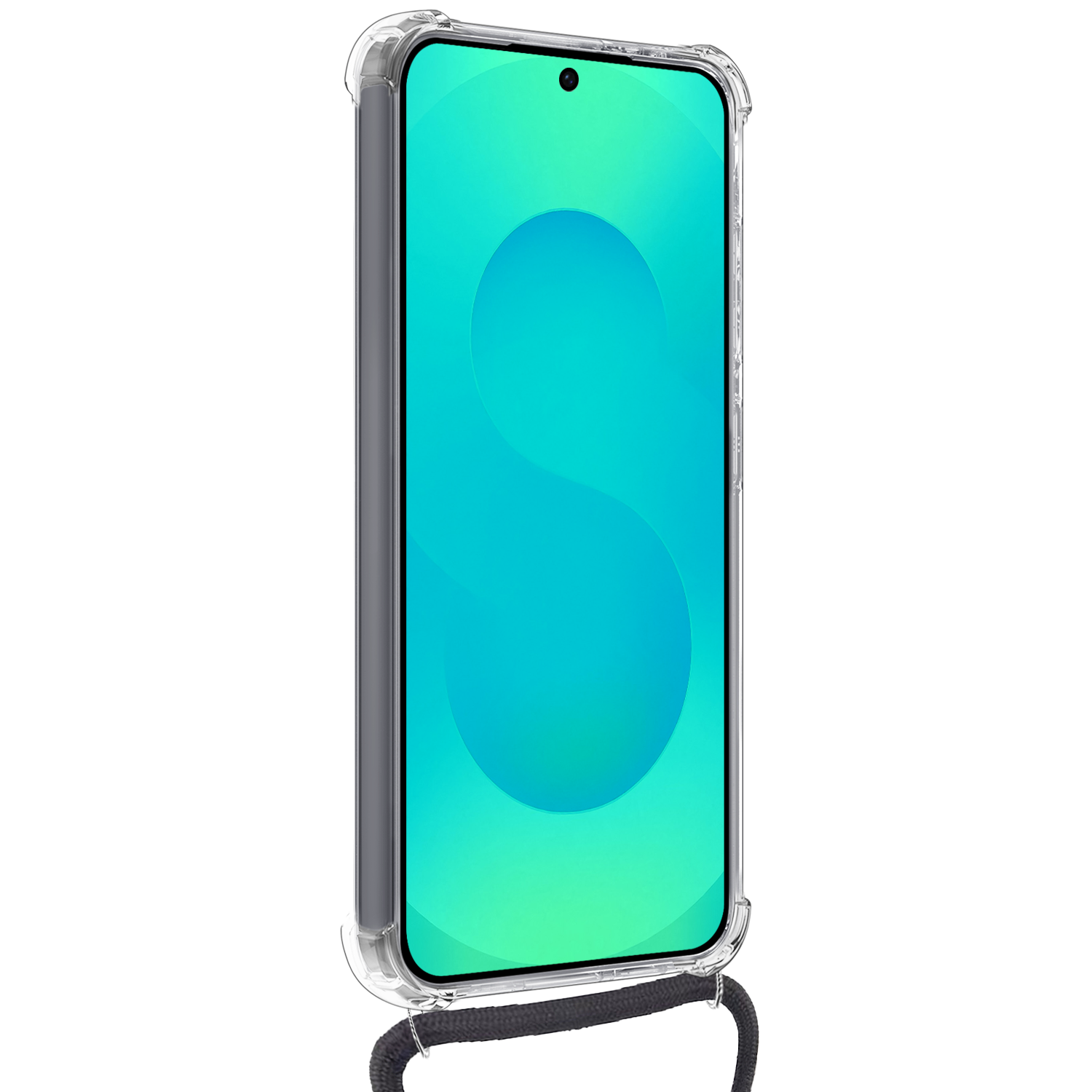 Forterra Forterra Samsung Galaxy S25 Edge Hoesje Transparant Shockproof Met Zwart Koord