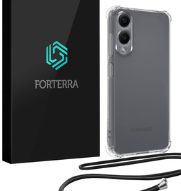 Forterra Forterra Samsung Galaxy S25 Edge Hoesje Transparant Shockproof Met Zwart Koord