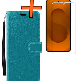 Nomfy Nomfy Samsung Galaxy S25 Edge Hoesje Bookcase Met Screenprotector - Turquoise