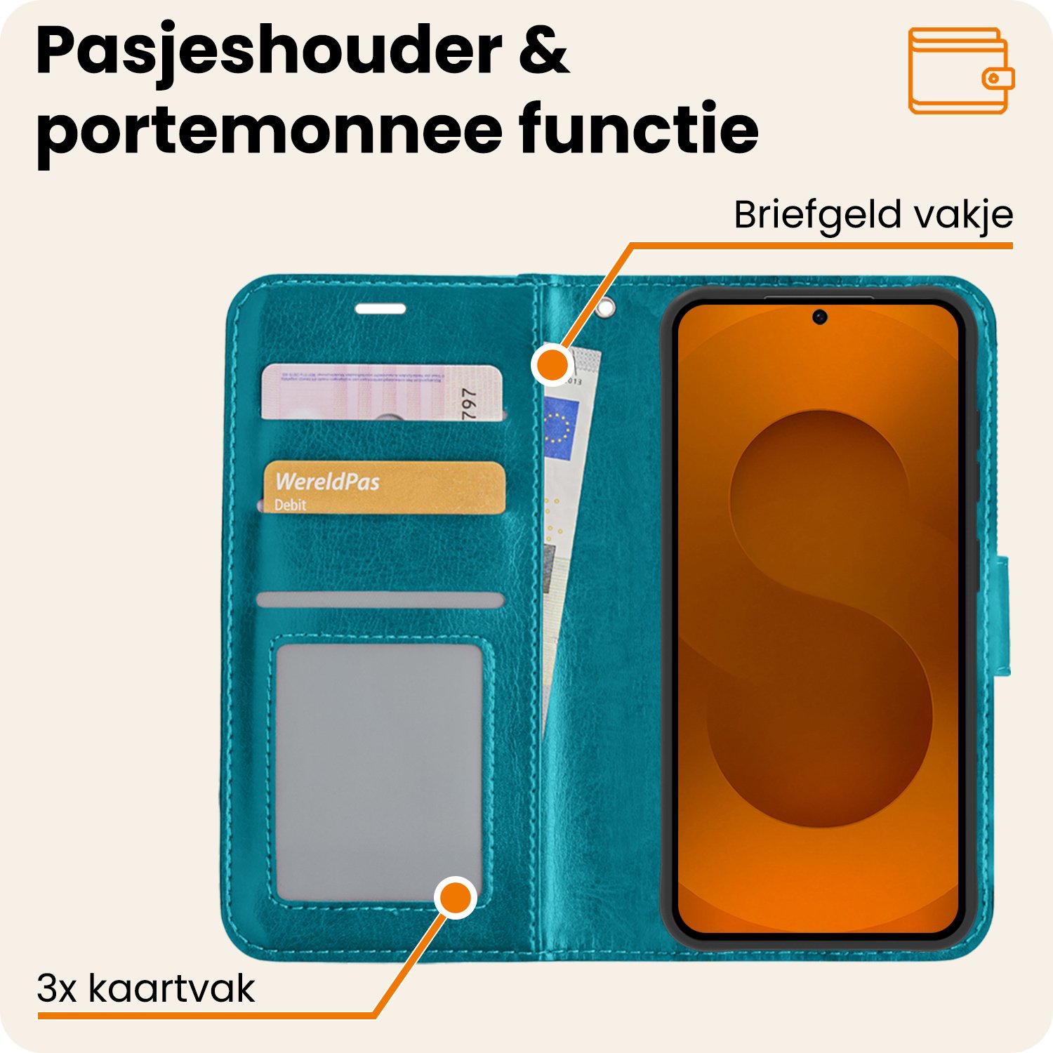 Nomfy Nomfy Samsung Galaxy S25 Edge Hoesje Bookcase Met Screenprotector - Turquoise