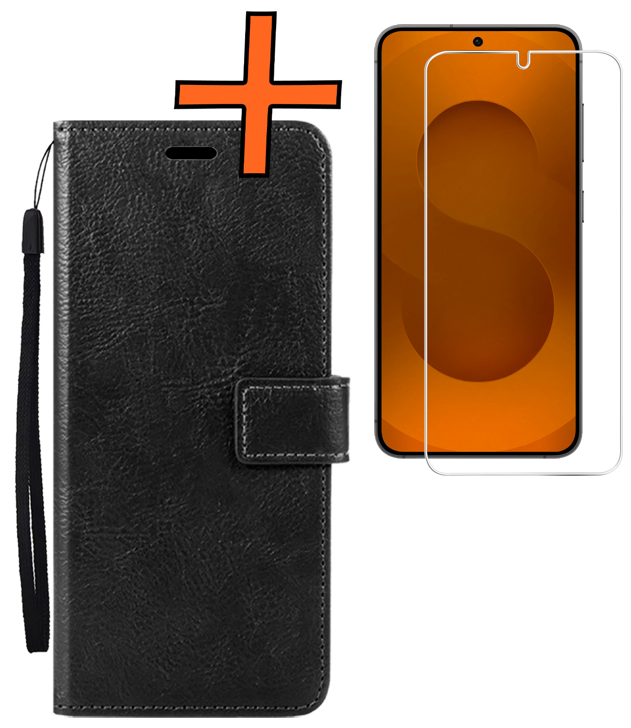 Nomfy Nomfy Samsung Galaxy S25 Edge Hoesje Bookcase Met Screenprotector - Zwart