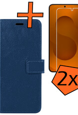 Nomfy Nomfy Samsung Galaxy S25 Edge Hoesje Bookcase Met 2x Screenprotector - Donkerblauw