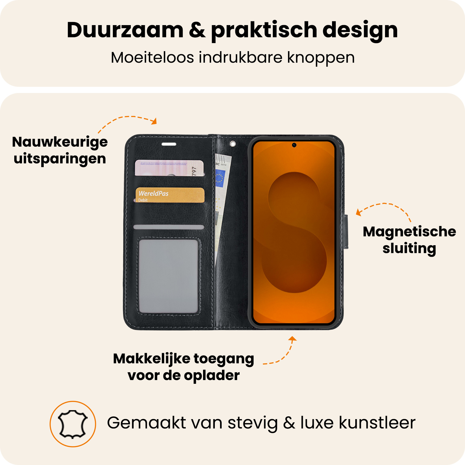 Nomfy Nomfy Samsung Galaxy S25 Edge Hoesje Bookcase Met 2x Screenprotector - Zwart