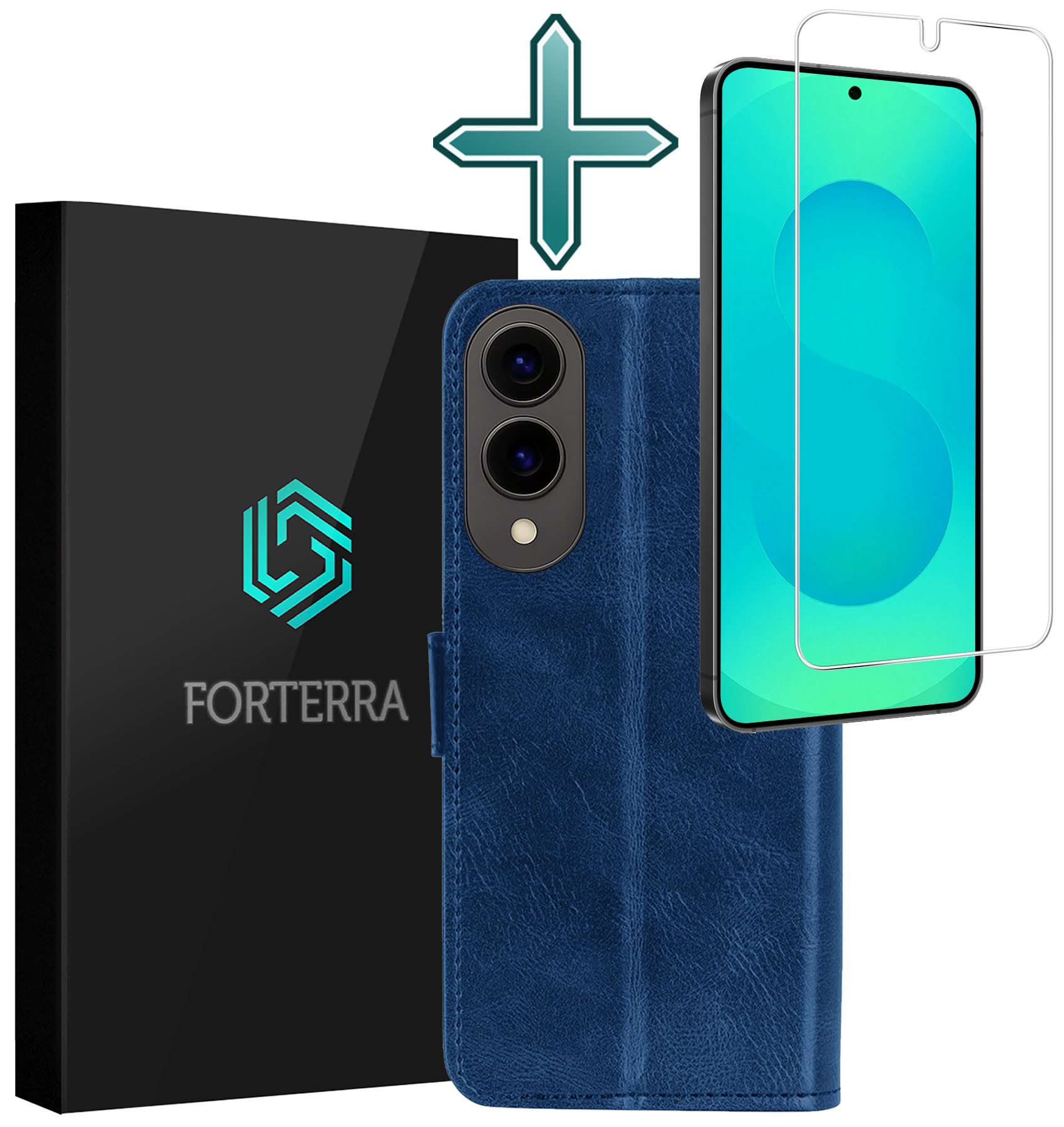 Forterra Forterra Samsung Galaxy S25 Edge Hoesje Bookcase Met Screenprotector - Donkerblauw